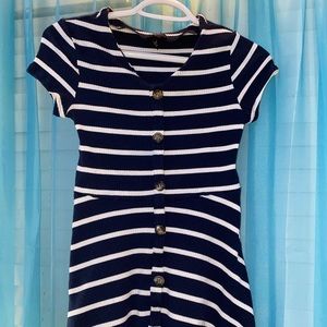 navy blue striped dress